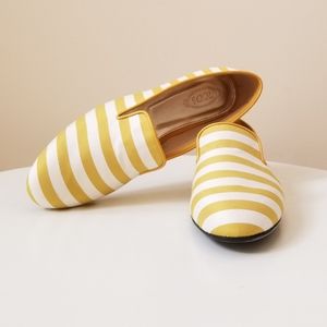 TOD's brand new never worn Yellow striped loafers